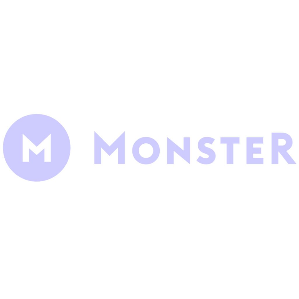 Logo displaying a stylized "M" in a purple circle, followed by the word "MONSTER" in purple, all on a transparent background—ideal for construction and civil engineering recruitment agencies.