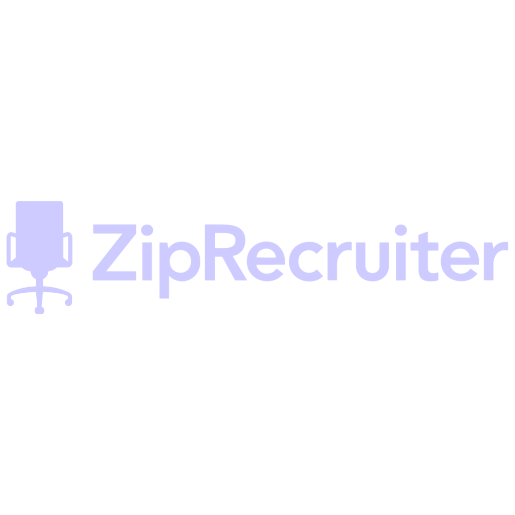 The ZipRecruiter logo, perfect for those seeking opportunities in civil engineering recruitment, features a stylized office chair icon followed by the text "ZipRecruiter" in purple.